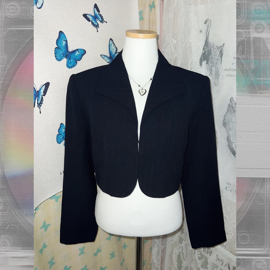 네이비 크롭 자켓 상품이미지4