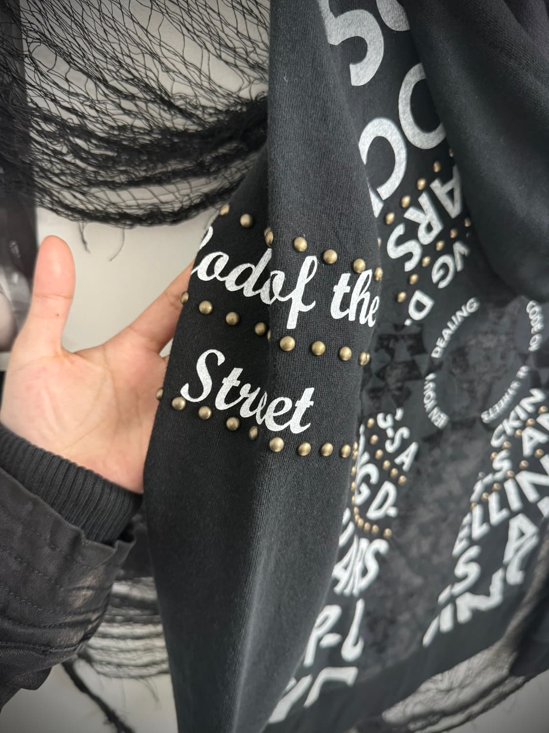 Cross stud printing hood zip up 상품이미지5