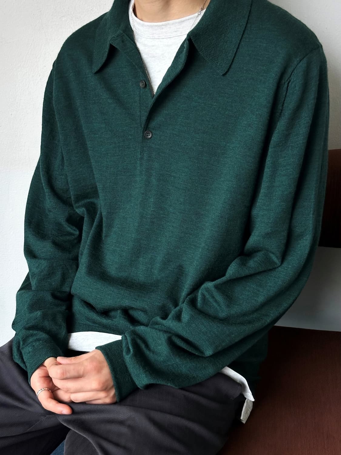 Superfinemerino wool polo knit  상품이미지4