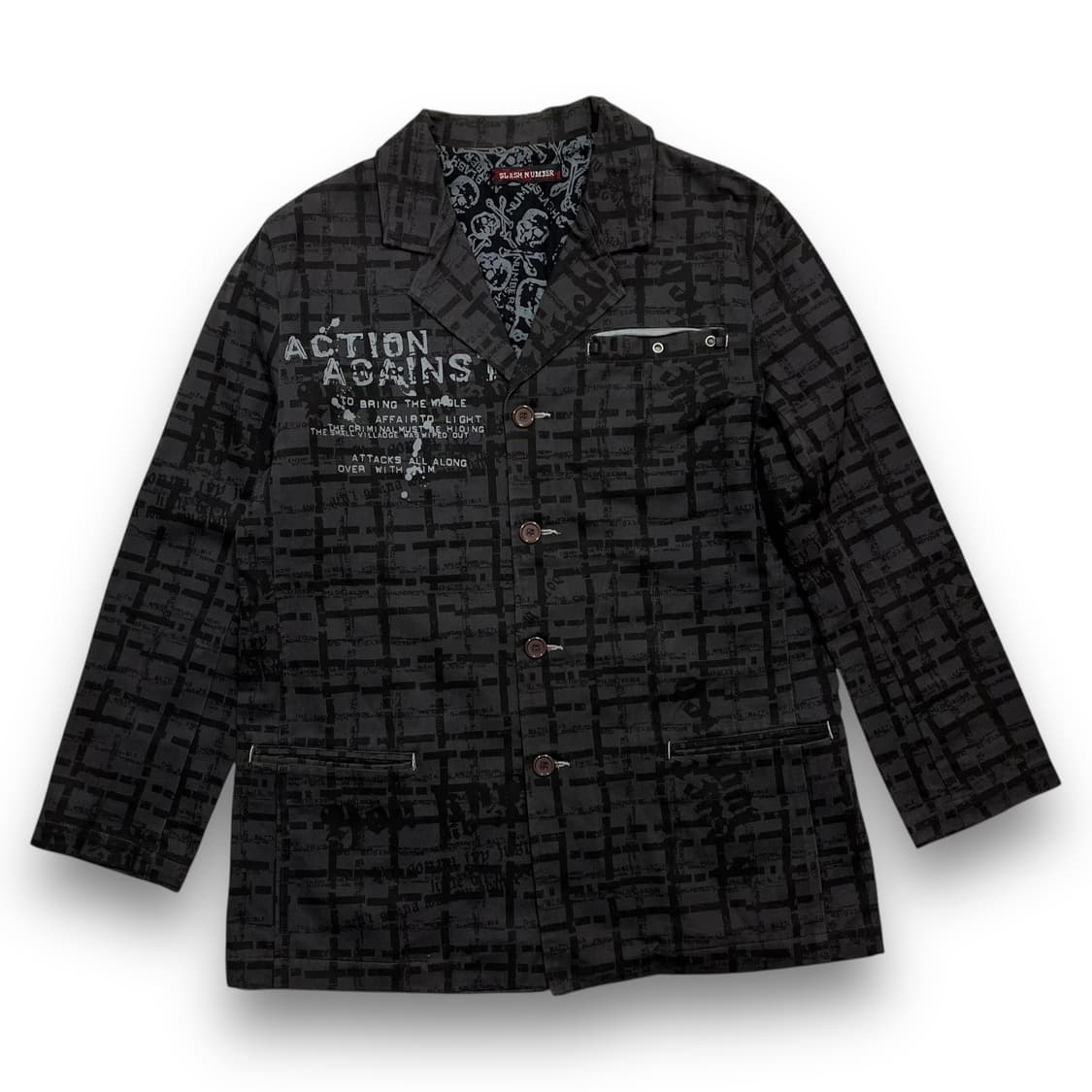 SLASH N NUMBER Skull lettering blazer 상품이미지3