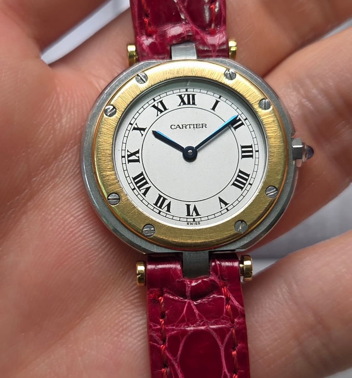 까르띠에 산토스 원형 오리지널 실버로만 블루핸즈 18K콤비 여성용 (감정 상품이미지8