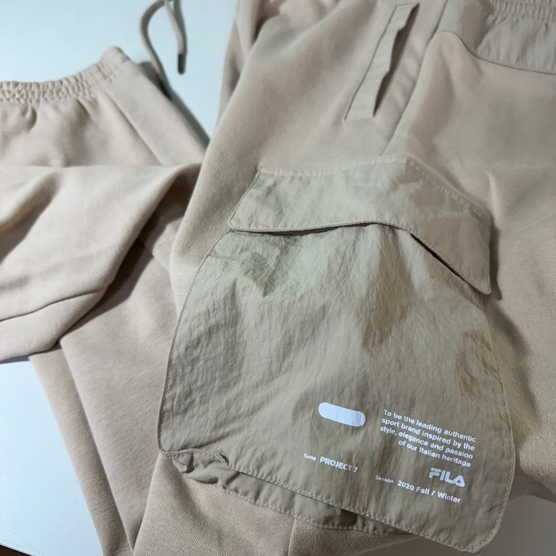 M 휠라 FILA 파스텔살구 카고 코튼 밴딩 조거팬츠 상품이미지2