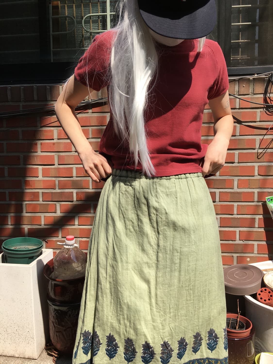 에스닉 피스타치오 스커트 상품이미지4