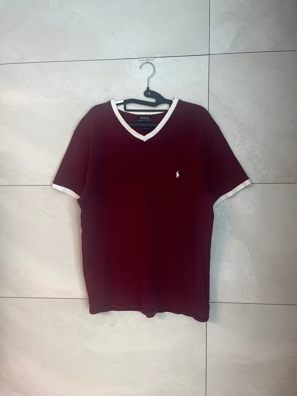 폴로 랄프로렌 와플 반팔 니트 티셔츠 버건디 와인 [XL]  상품이미지3