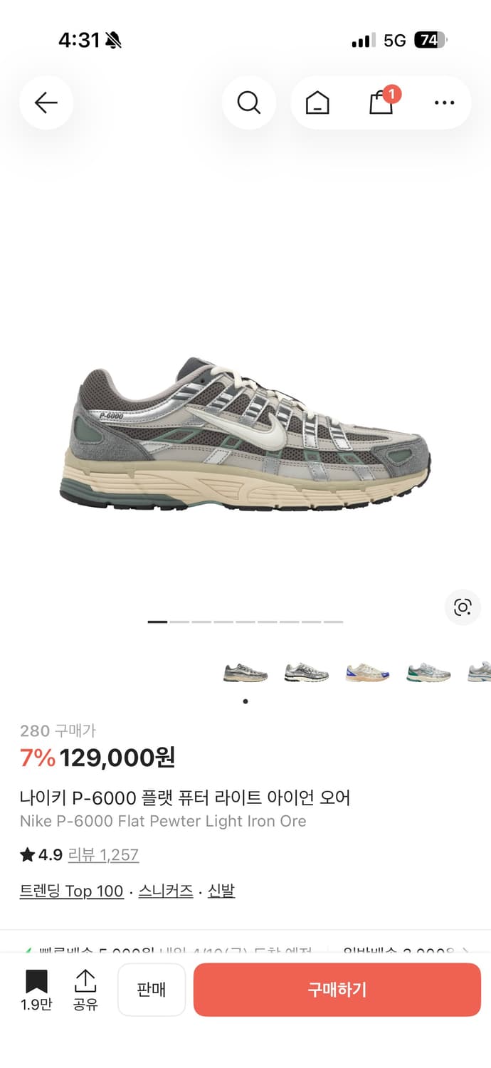 나이키 p 6000 아이언 오어 280 상품이미지1