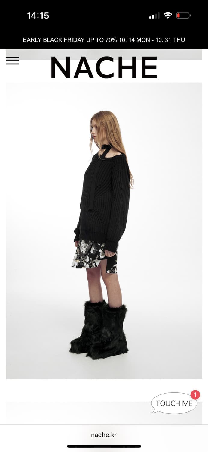 나체 슬릿 타이 니트 블랙 상품이미지3