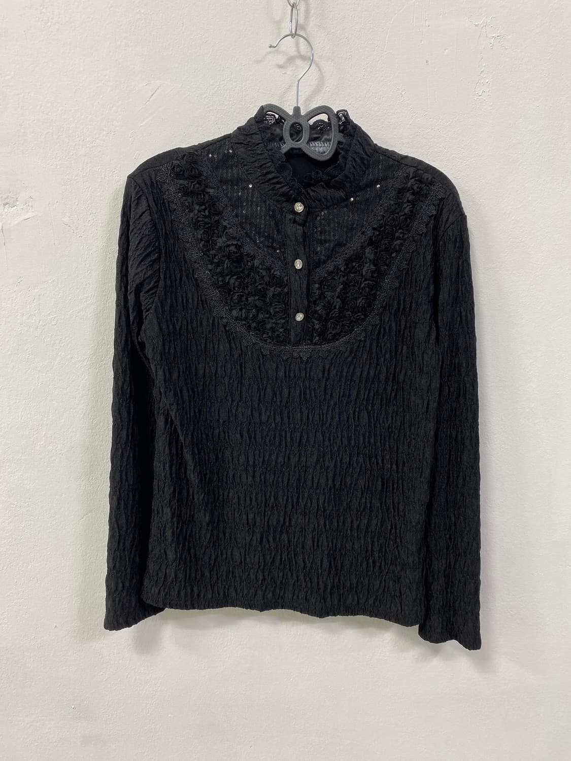 고딕 펑크 고스 레이스 글리터 블라우스 상품이미지4