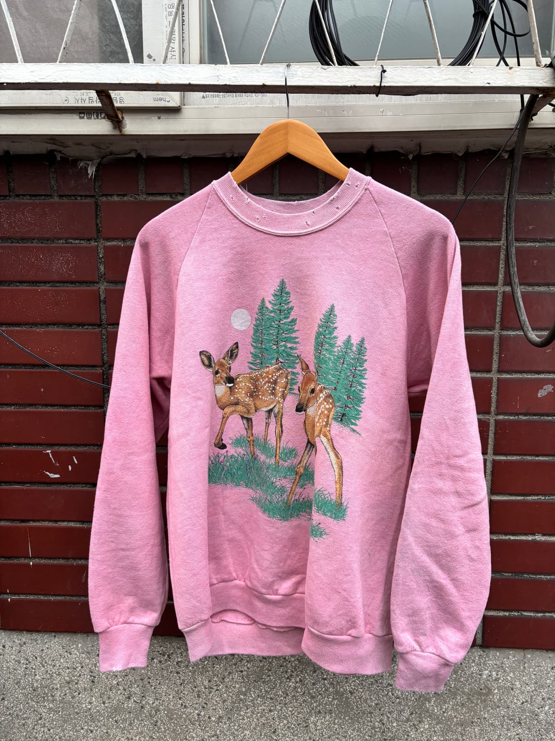 RH-05 90s 저지스 핑크 워싱, 데미지 커스텀 빈티지 스웻셔츠 상품이미지1