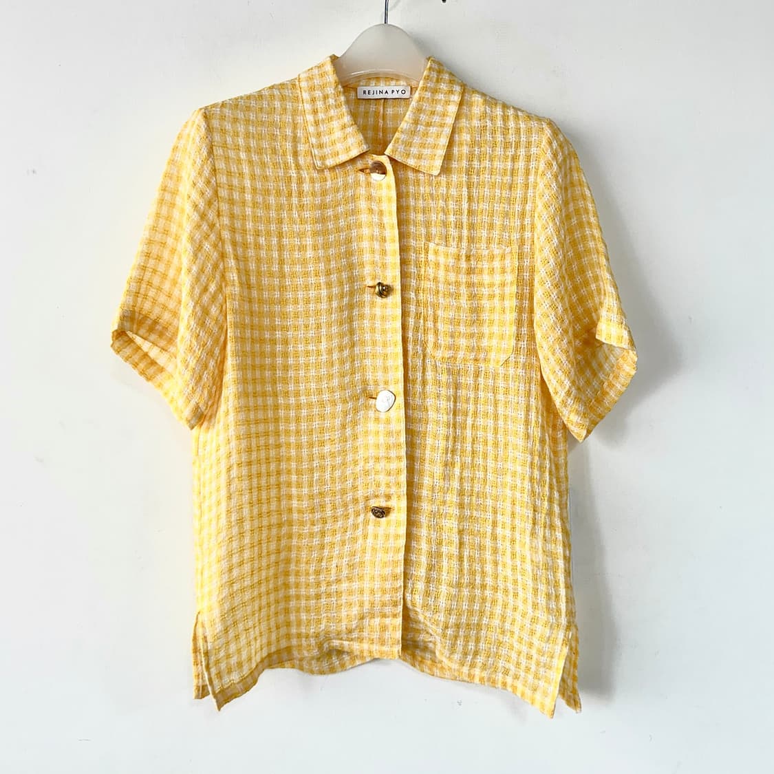 레지나표 린넨 체크 반팔 셔츠 상품이미지3