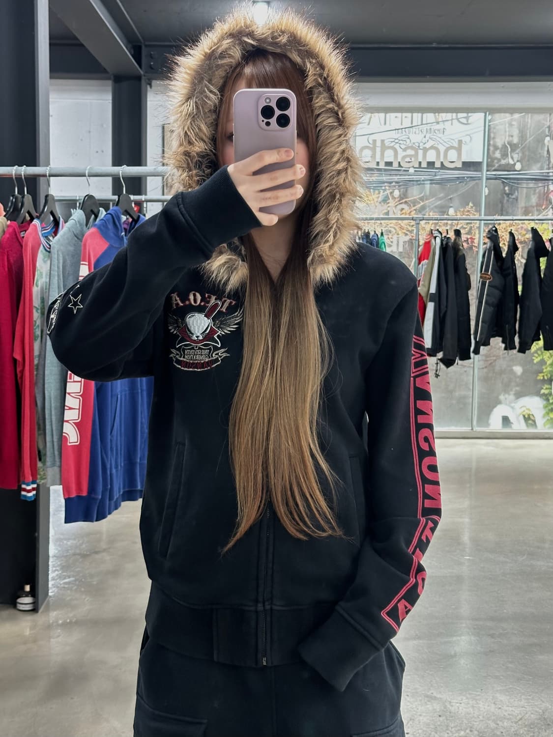 벤슨 x T.F.O.A 윙버니 넥워머 울프죠 코튼 후드자켓 상품이미지5