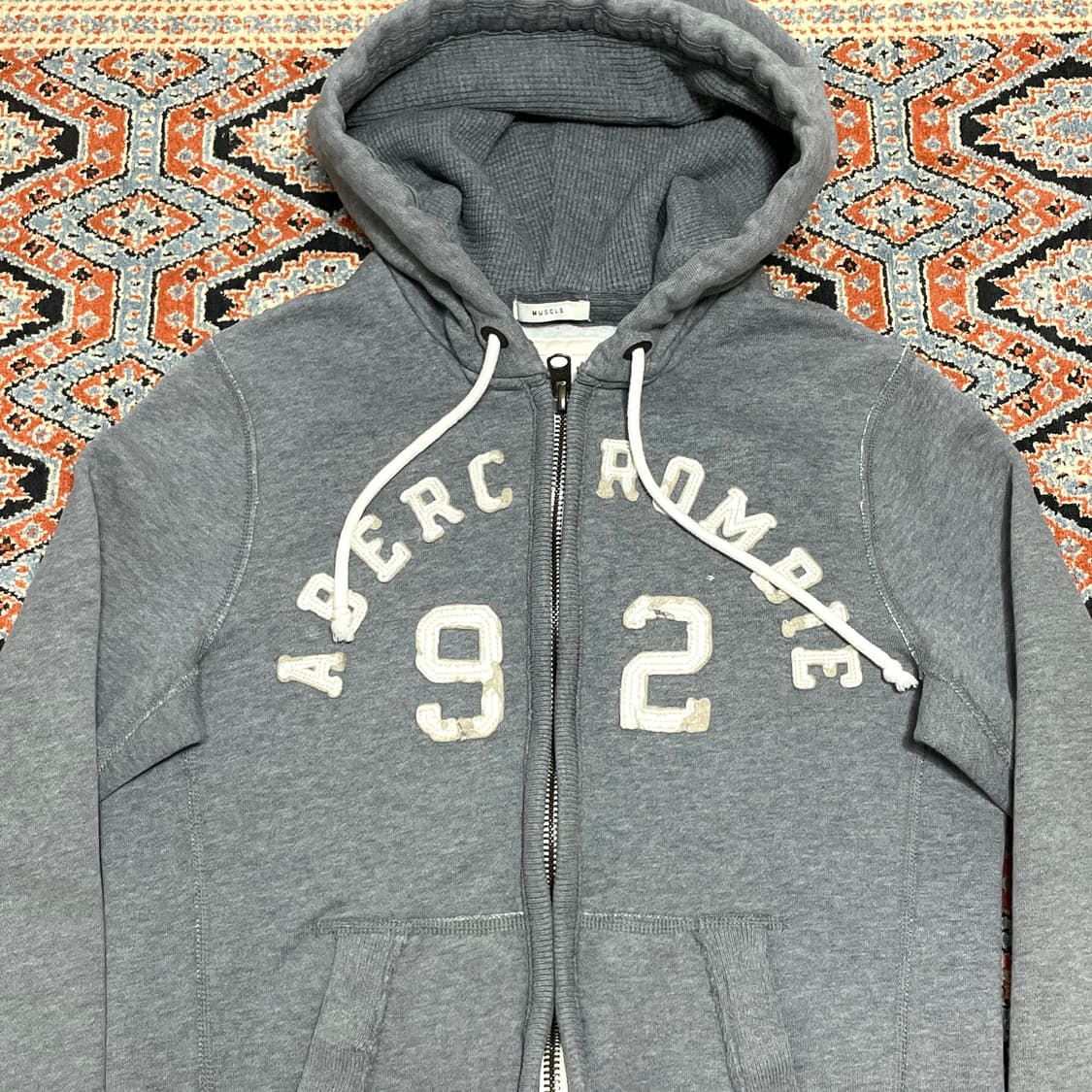 아베크롬비 스펠로고 그레이 기모 후드집업 남성S 상품이미지2