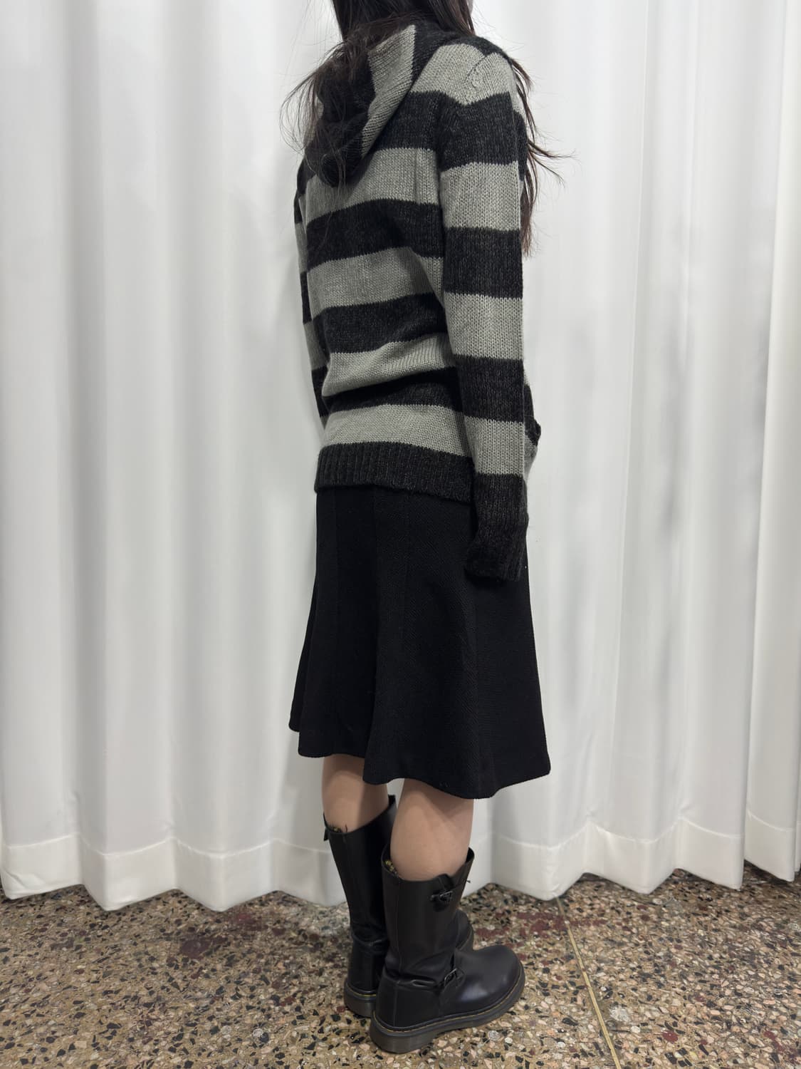chami chami stripe knit hood zipup 상품이미지5