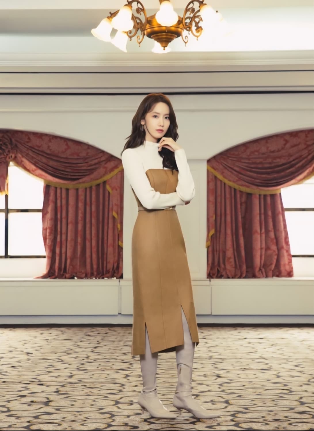 (베이지색상)지고트 고가라인 골지니트블럭 머메이드 원피스 55사이즈t 상품이미지1