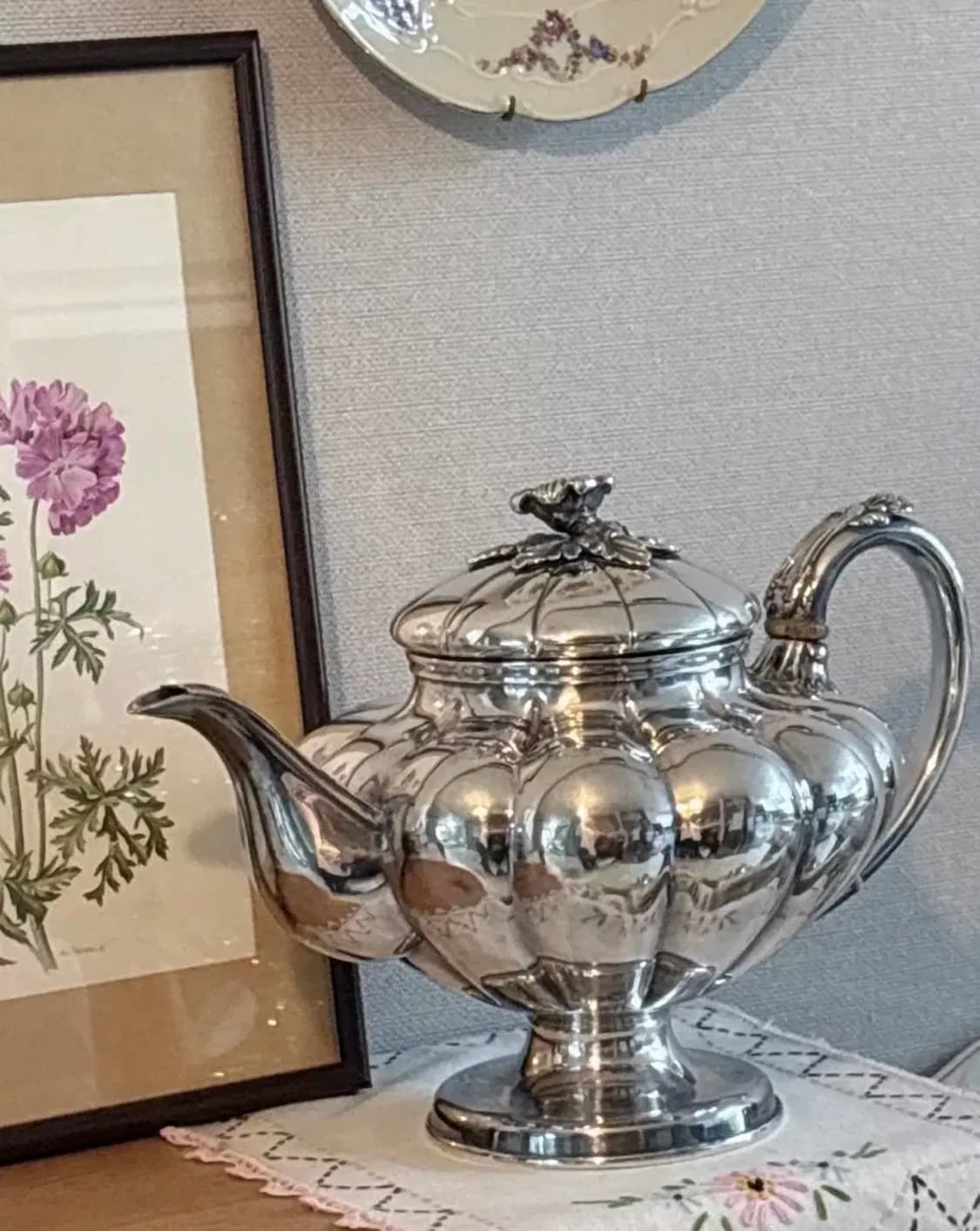 앤틱 풋티드 호박 실버플레이트 티팟 상품이미지3