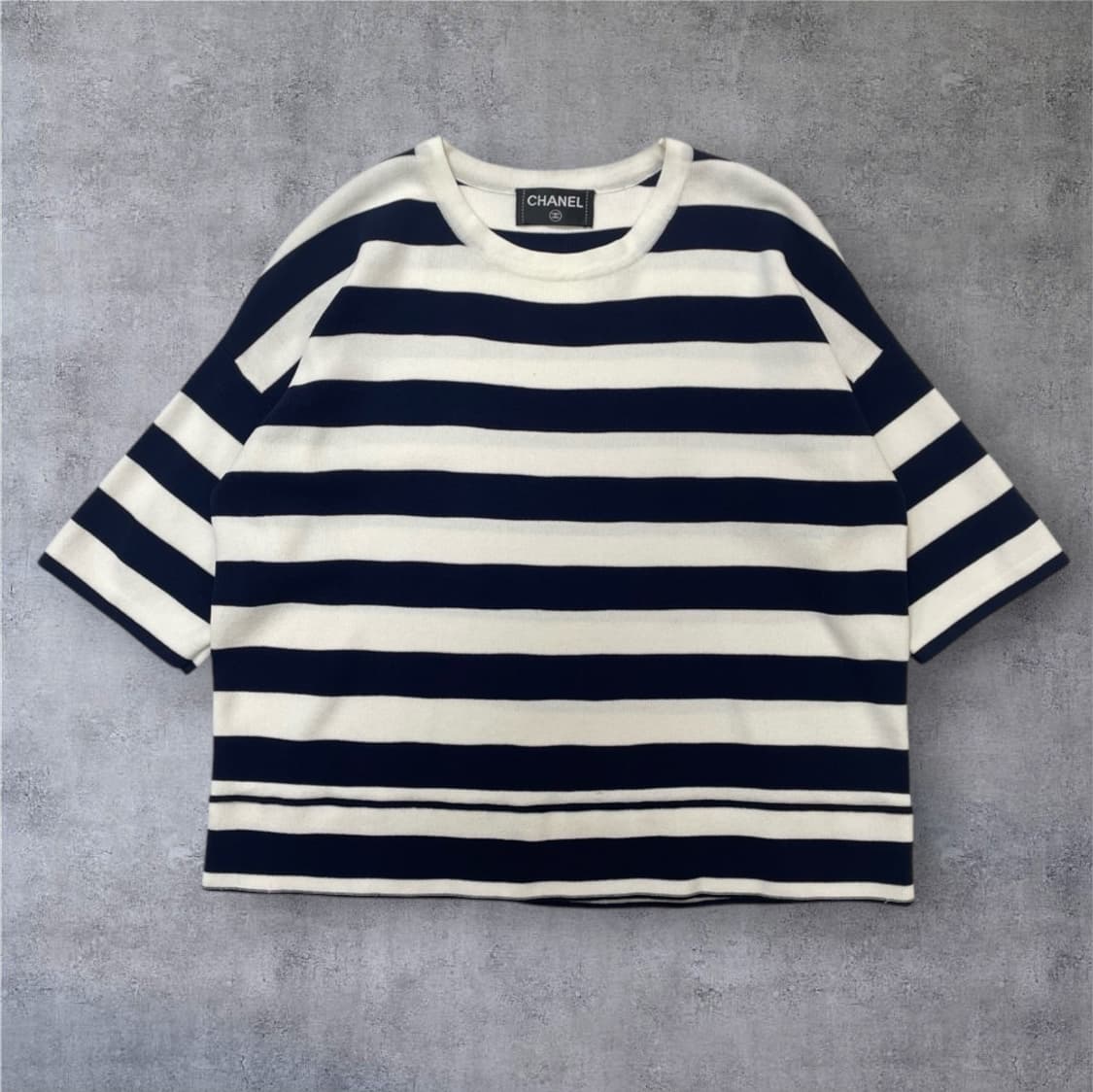 샤넬 Chanel 네이비 스트라이프 반팔 니트 M 상품이미지1
