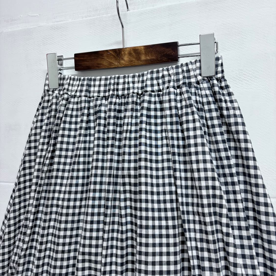 코튼 깅엄 체크 모리걸 미디 스커트 JPN 상품이미지2