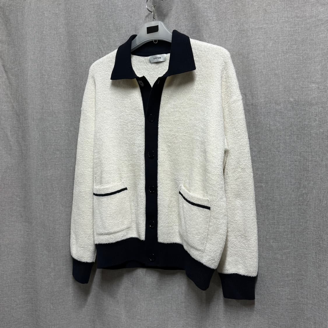 [105/루즈핏] 시스템옴므 부클 배색 카라 가디건 상품이미지2