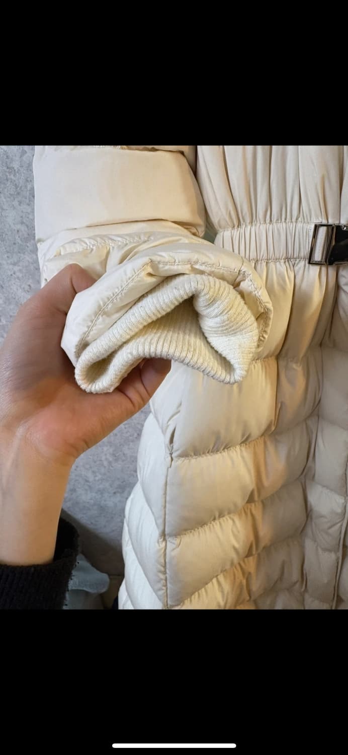 폭스퍼 벨트 롱패딩 덕다운100% 아이보리프리 판매 상품이미지3