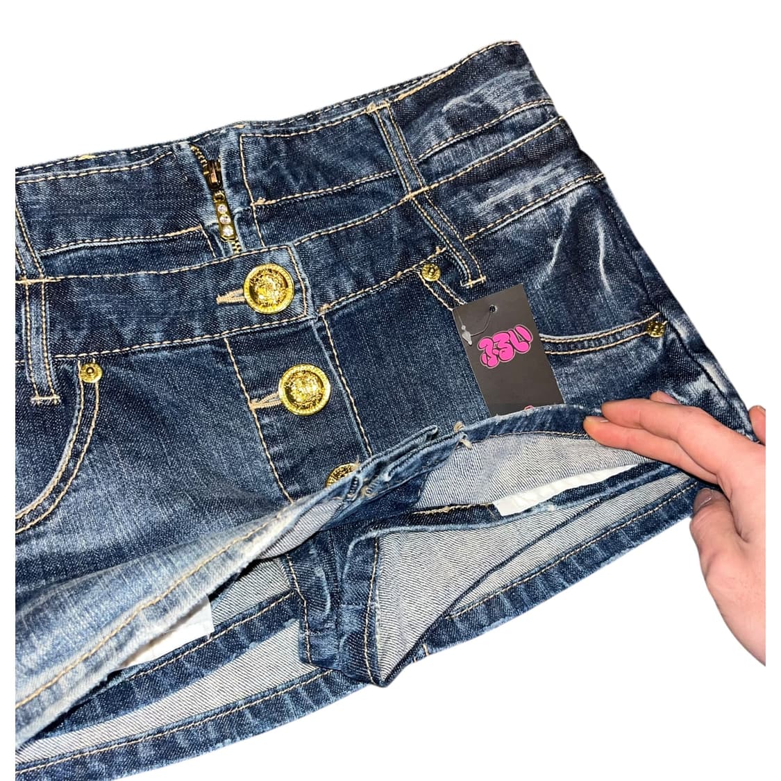 CECIL McBEE 세실맥비 금장단추 데님 스커트 팬츠 갸루y2k펑크 상품이미지2