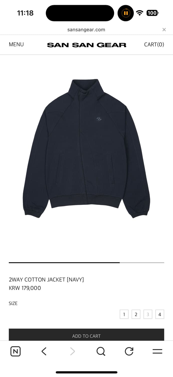 산산기어 26ss 2WAY COTTON JACKET [NAVY] 상품이미지6