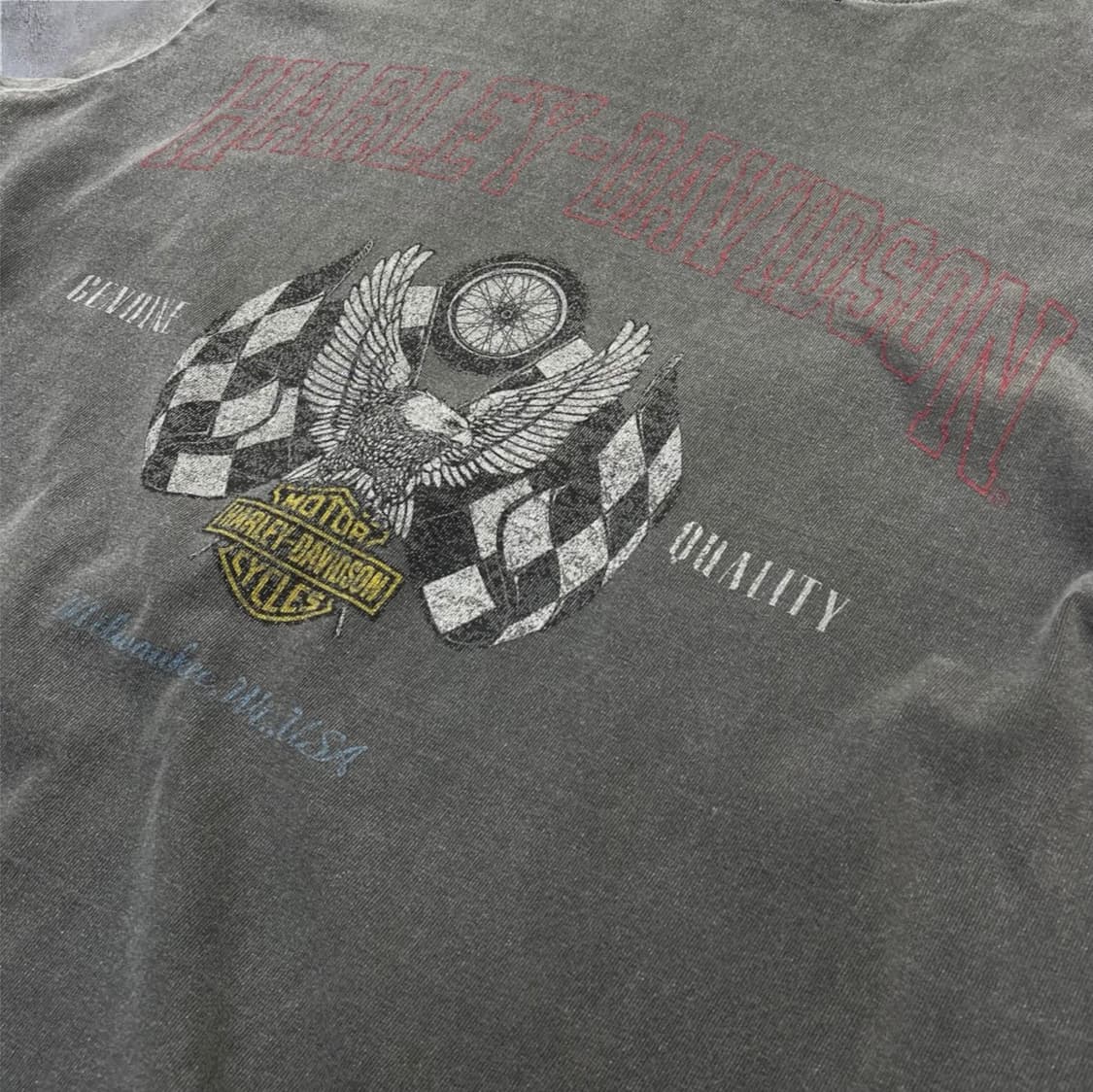 할리데이비슨 차콜 워싱 디스트로이드 빈티지 반팔 티셔츠 M 상품이미지6