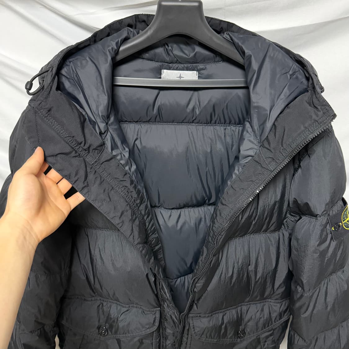 [S+급/2XL] 24FW 스톤아일랜드 크링클랩스 후드 패딩 블랙 상품이미지7