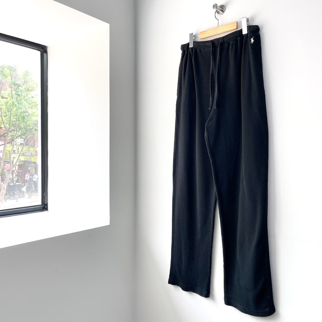 폴로 기본 포니 슬립 웨어 블랙 와플 팬츠 상품이미지5