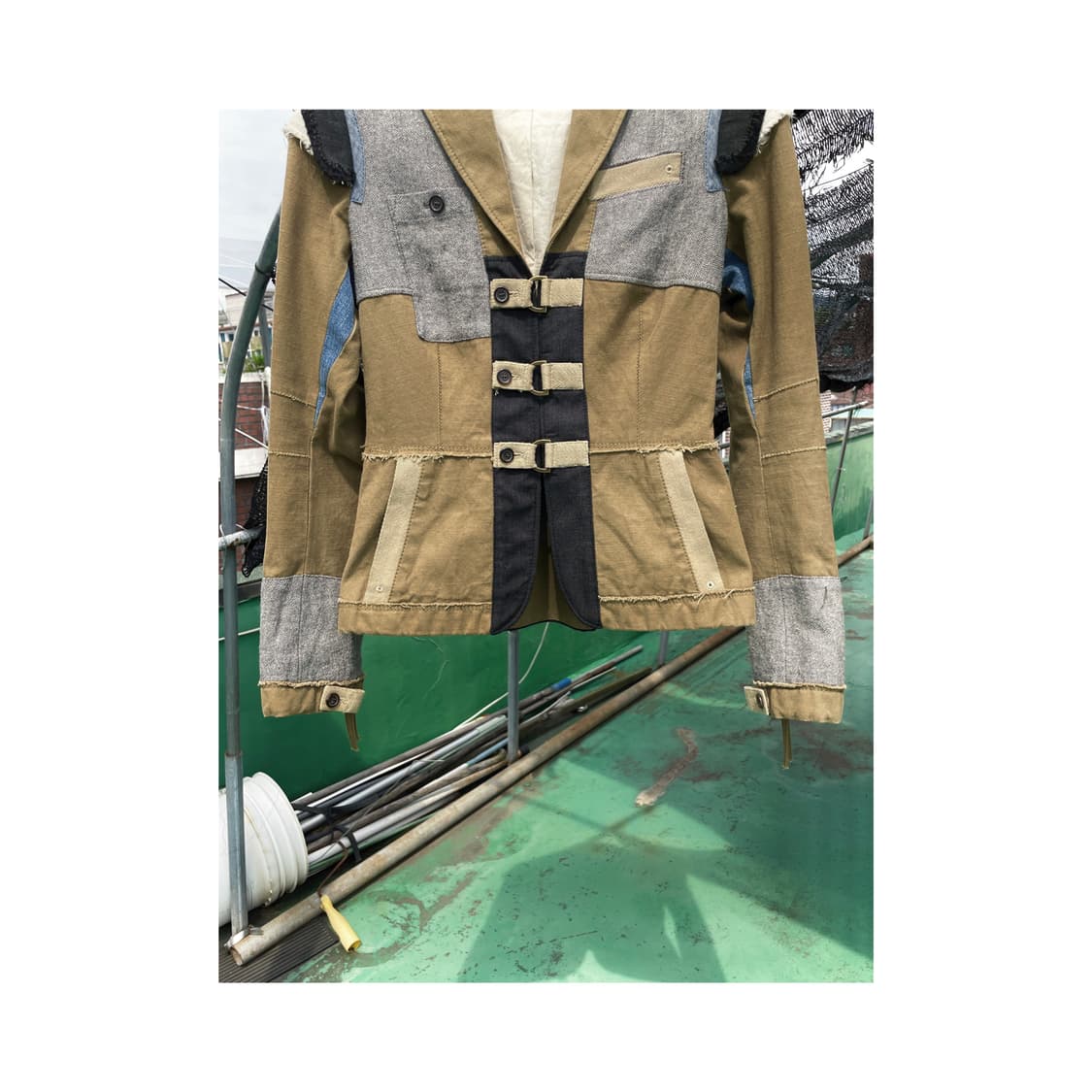 Grunge Ring Buckle Patchwork Blazer 상품이미지2