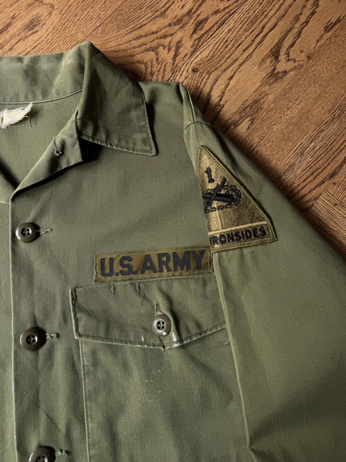 [M]70's 오리지널 U.S ARMY OG-507 페인팅 밀리터리 셔츠 상품이미지7