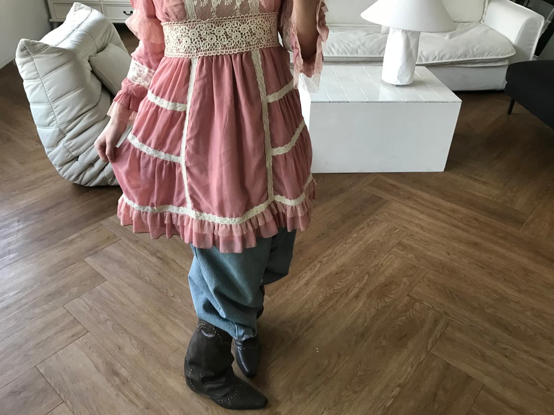 vintage pink lace one-piece 상품이미지6