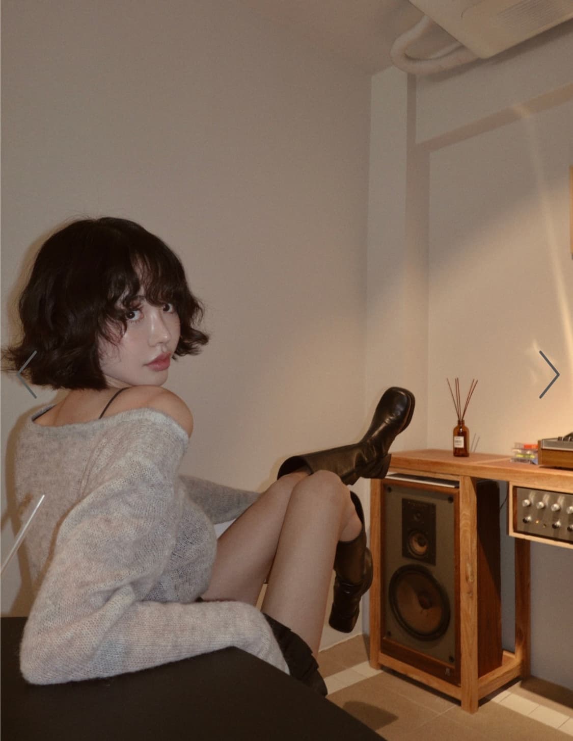 페일제이드 Hairy See-Through One Shoulder 니트 상품이미지2