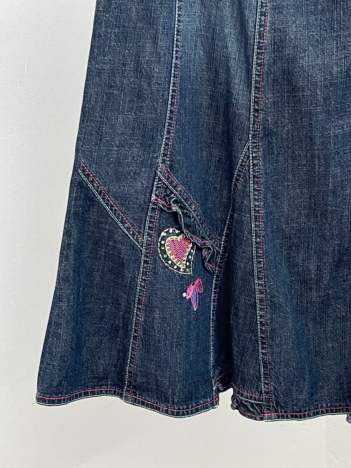 키치 자수 프릴 데님 스커트 상품이미지8