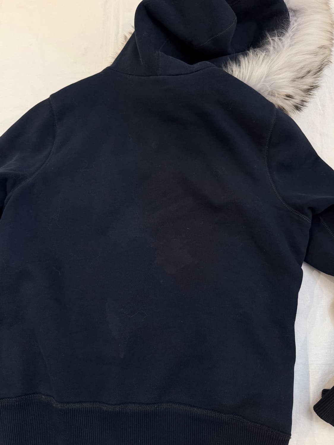 아베크롬비 y2k 울프죠 폭스 퍼 후드집업 양털 네이비 상품이미지3