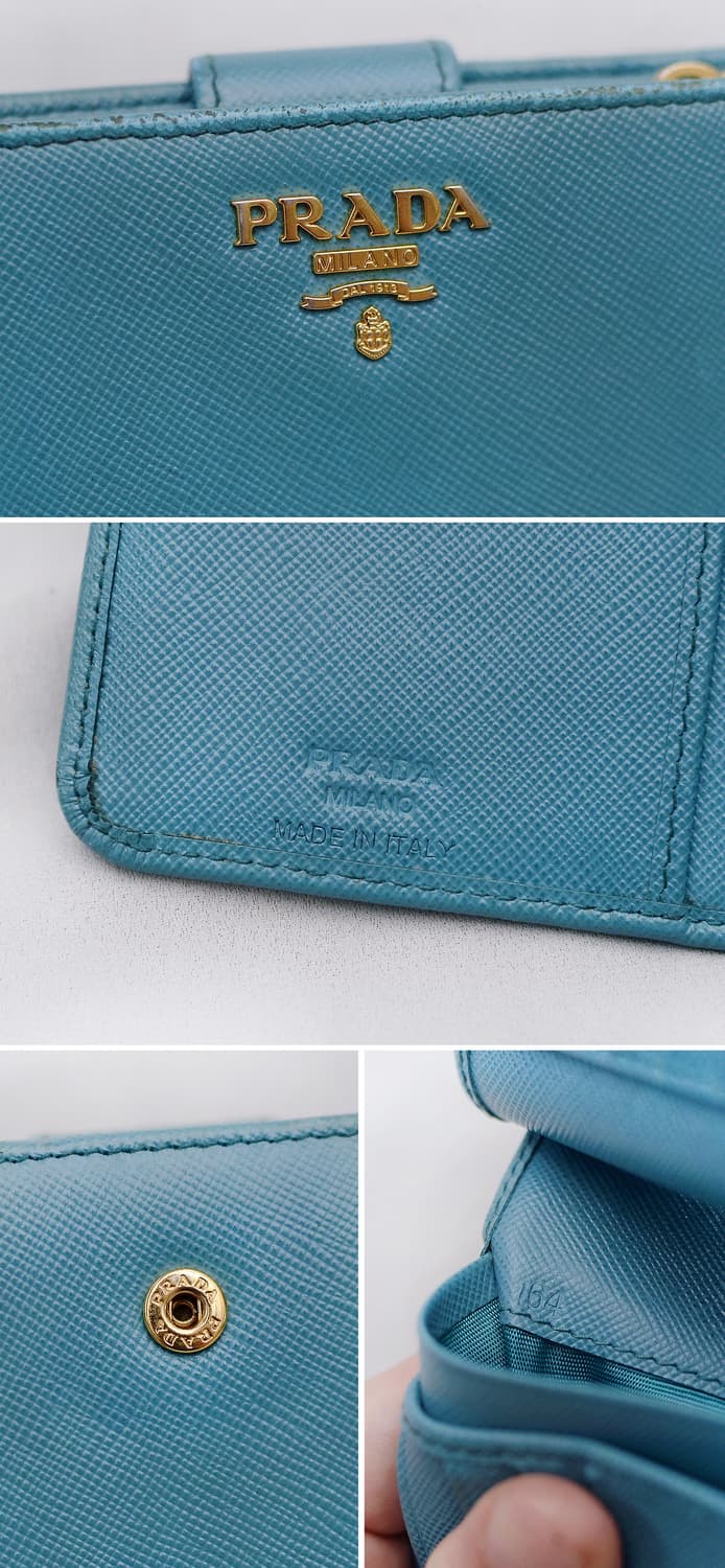 프라다 사피아노 메탈 로고 지퍼포켓 중지갑 (에메랄드 블루) 상품이미지10