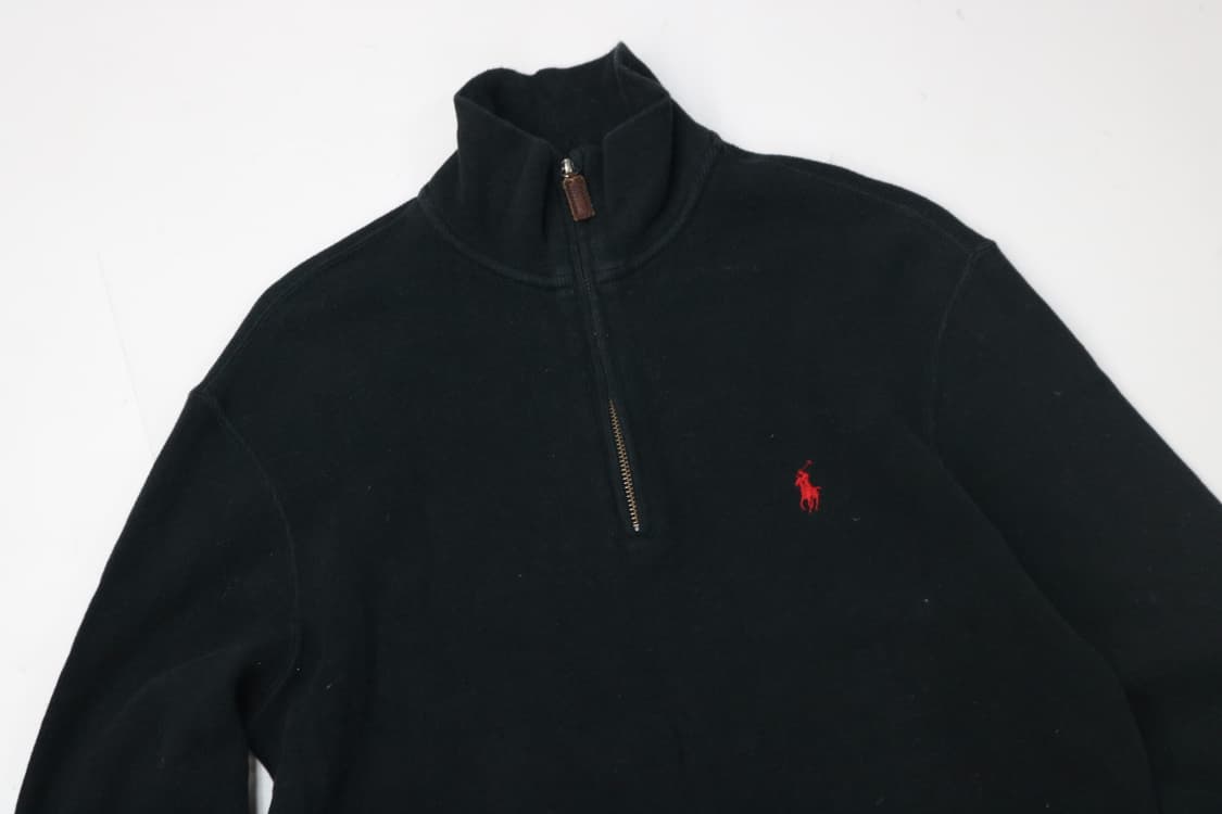 폴로 랄프로렌 블랙 코튼 반집업 니트 스웨터 (XS) 상품이미지3