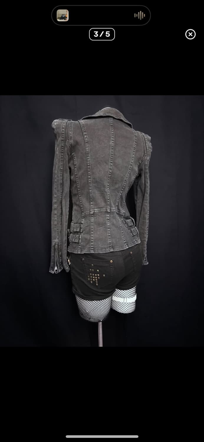 아케호무 666 빈티지 긱시크 펑크 흑청자켓 상품이미지3