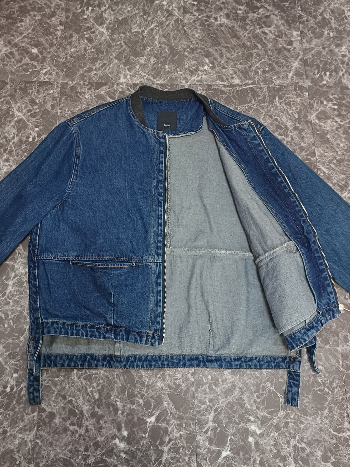 진청 데님 노카라 크롭 자켓  상품이미지3