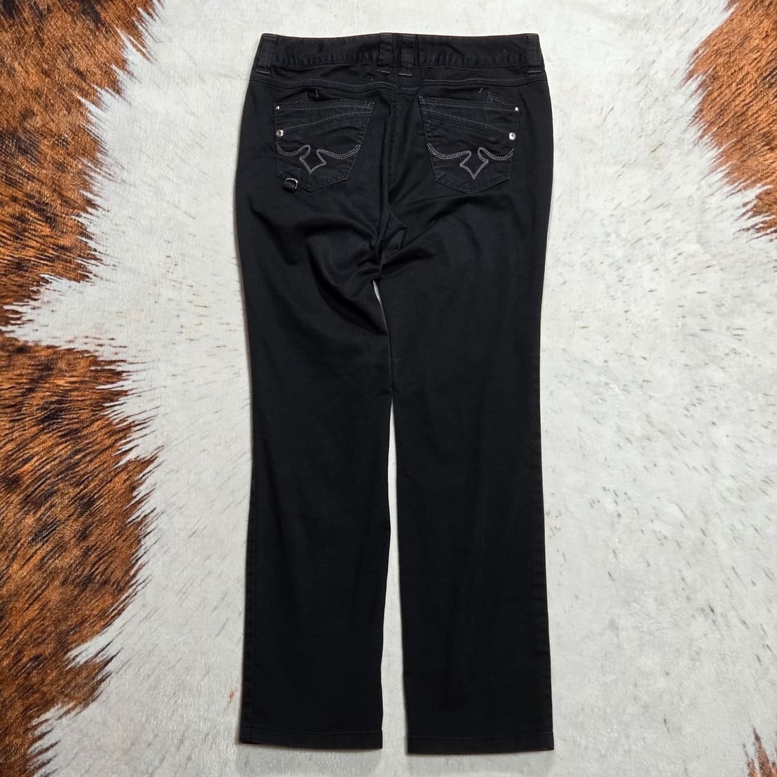 후면 자수 블랙 코튼 팬츠 상품이미지4