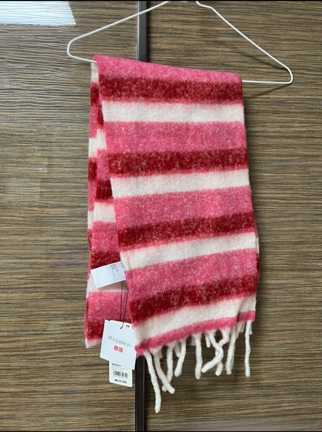(새상품) 유니클로 JW 앤더슨 스트라이프 청키스톨 목도리 핑크 상품이미지1
