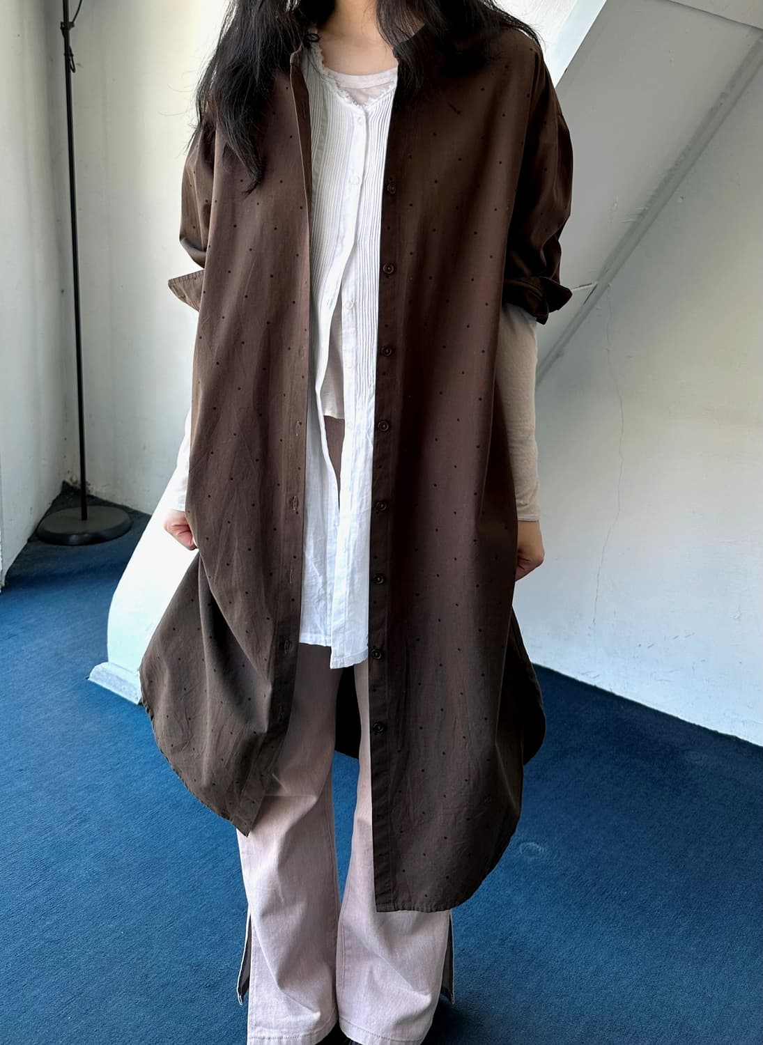 Polka dots pattern cotton linen onepiece 상품이미지9
