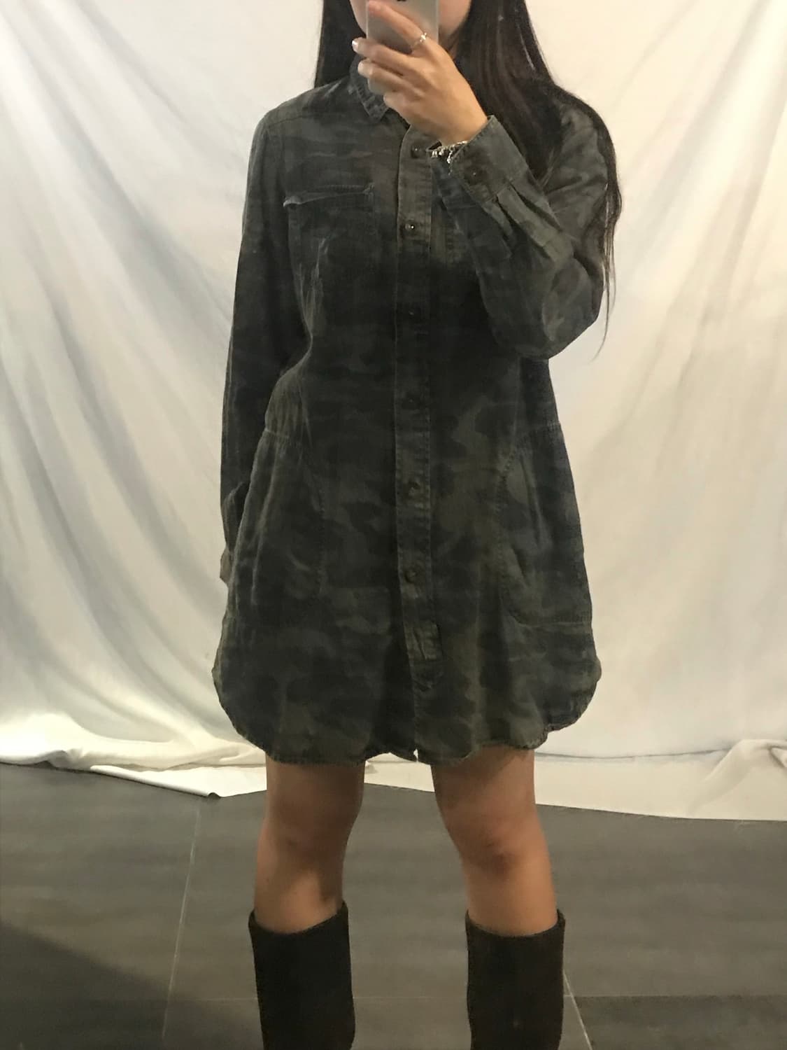 camo denim shirt dress 상품이미지8