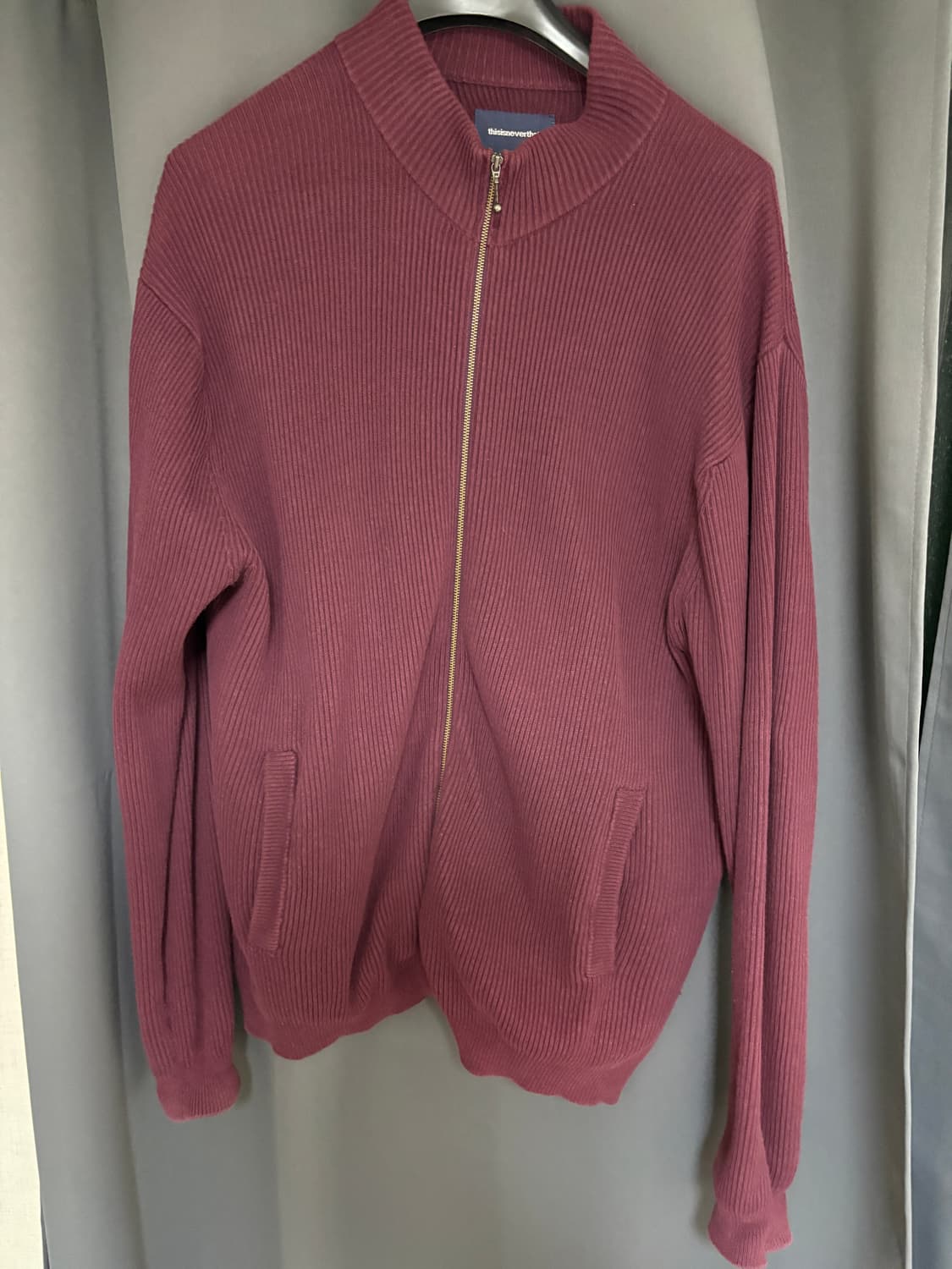 디스이즈네버댓 풀집업 가디건 버건디 L 상품이미지1