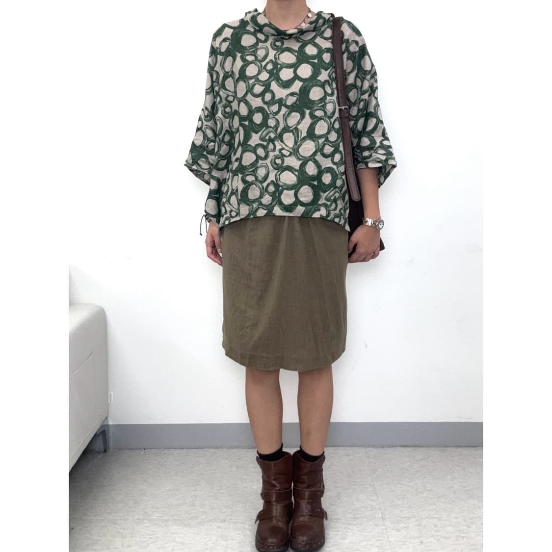 빈티지 카키브라운 미디 스커트 상품이미지2