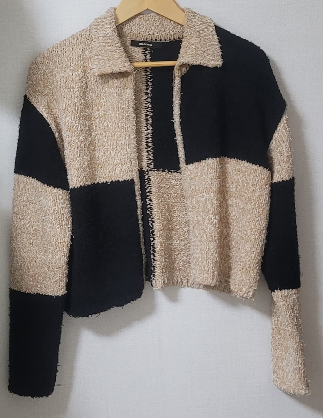 다이애그널 컬러 블록 니트 집업 상품이미지5