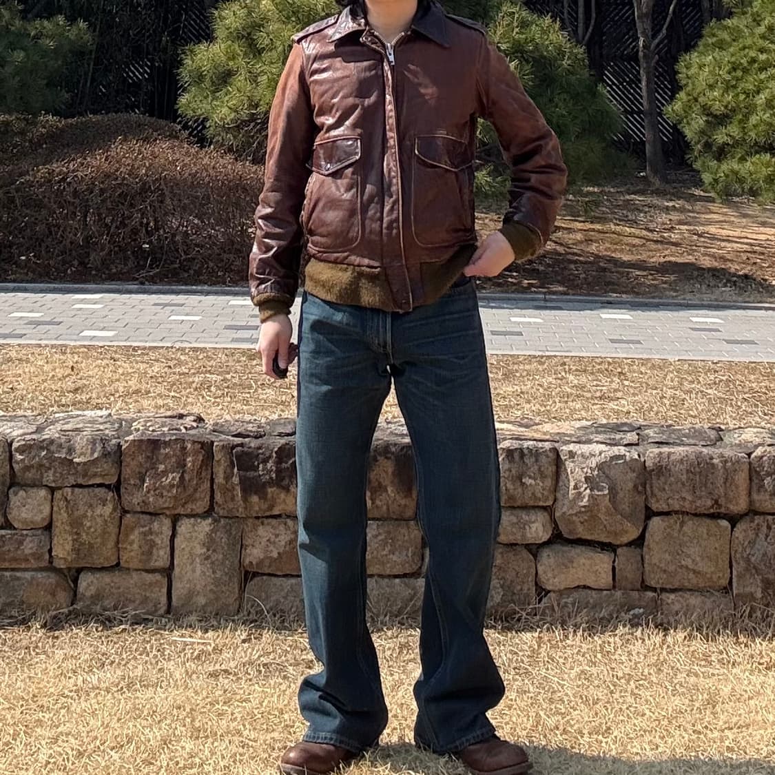 80s USA 쇼트 Schott I.S.674.M.S 레더 플라이트 자켓 상품이미지2