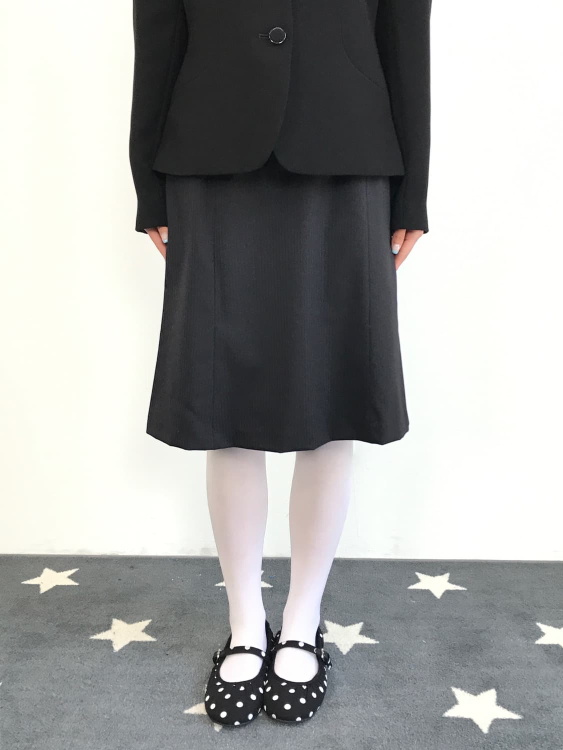 Jpn Black Striped Wool Mini Skirts 상품이미지1