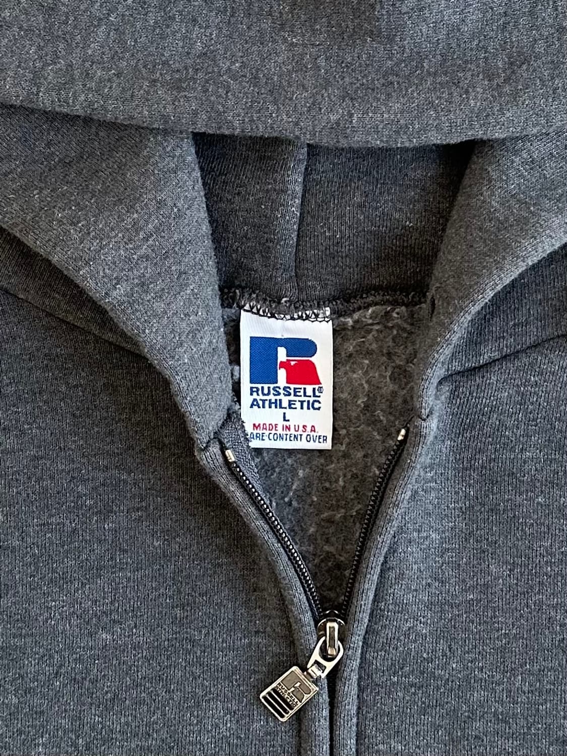 90s 빈티지 러셀 후드집업 다크그레이 L USA 상품이미지6