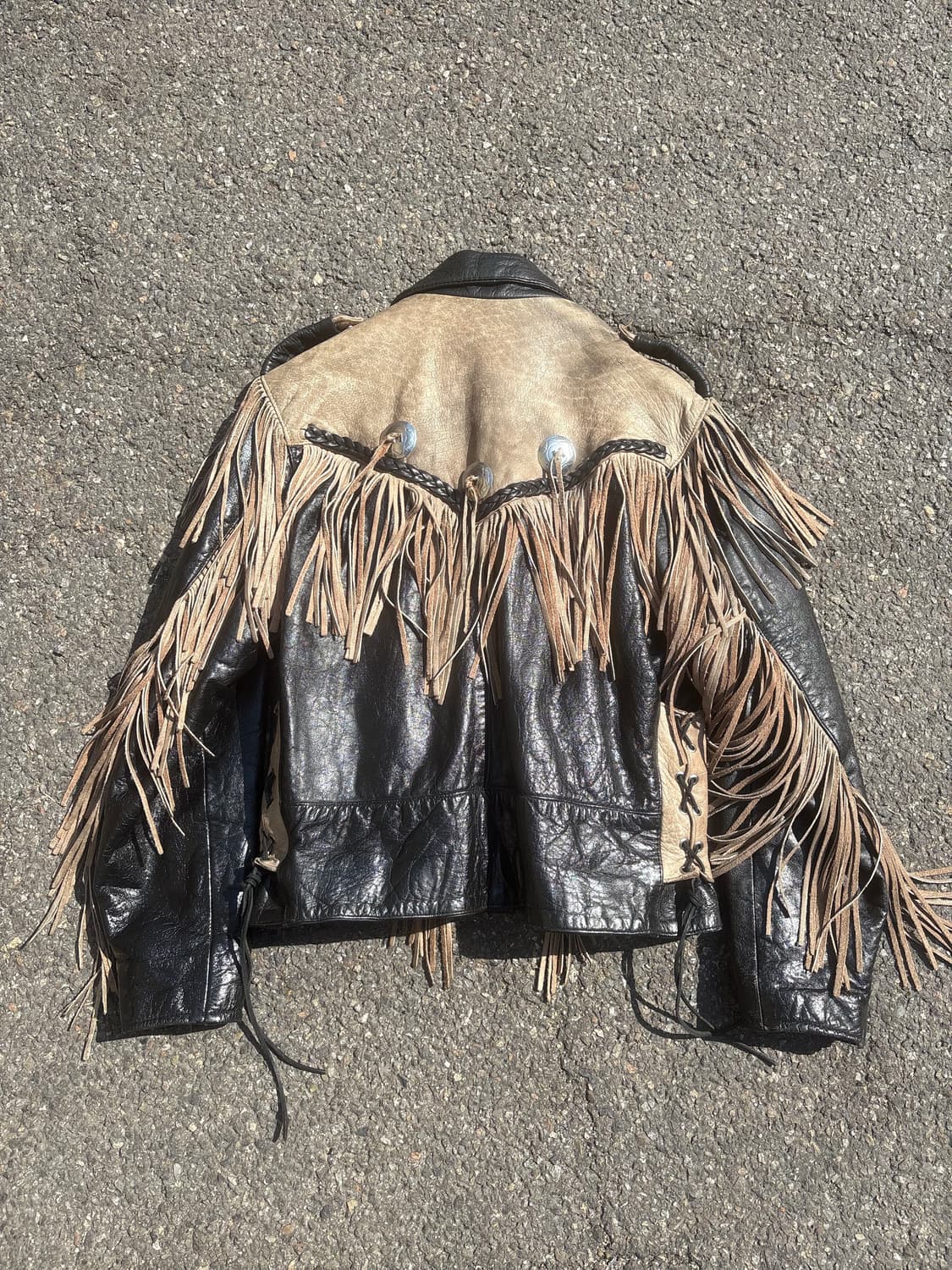 80s USA 웨스턴  프린지 가죽자켓 M 상품이미지3