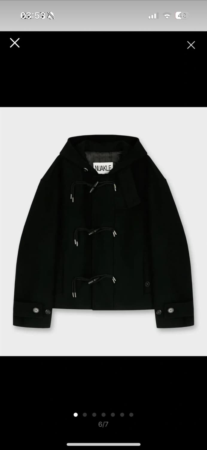 누아클레 후드 블랙 숏 코트 상품이미지1