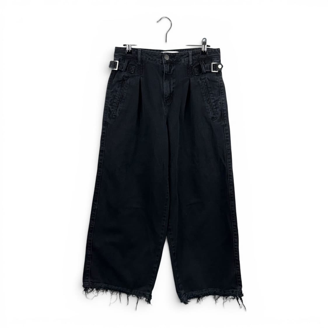 (26) 자라 크롭 와이드 블랙 커팅 진 상품이미지1